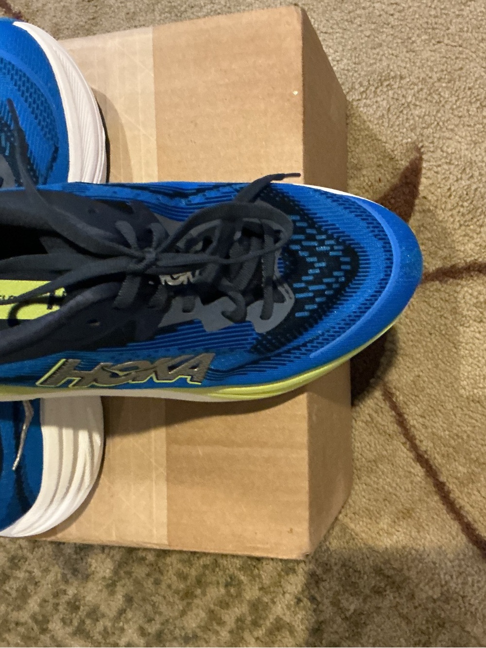 Hoka One Skyflow Running Shoe Blue with Lime Accent Running Shoes Men’s 8 no box - Picture 6 of 9